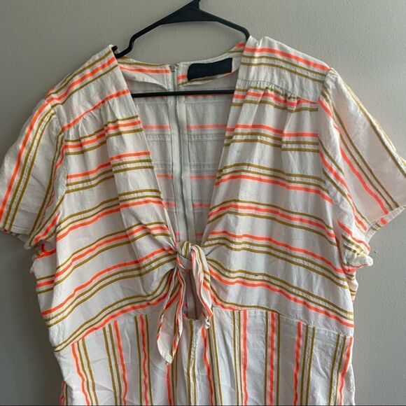 KENDALL & KYLIE NEON STRIPE TIE FRONT JUMPSUIT - Picture 7 of 12